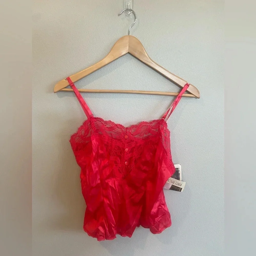 ASHLEY TAYLOR Vintage 80s 90s Red Lingerie Set Two Piece Size Medium 6 USA Made‎